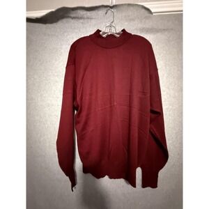 Jos. A. Bank Sweater Mens XL Red Merino Wool Mock Neck Pullover Italy HOLES